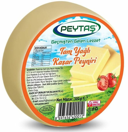 PEYTAŞ TAM YAĞLI  KAŞAR PEYNİRİ 500 Gr     (1560 TL ve üzeri alışverişlerde KARGO BEDAVA)